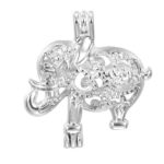 10pcs Elephant Stainless Steel Tones Alloy Bead Cage Pendant – Add Your Own Pearls, Stones, Rock to Cage,Add Perfume and Essential Oils to Create a Scent Diffusing Locket Pendant Charms (A209)