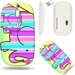 Liili Wireless Mouse White Base Travel 2.4G Wireless Mice with USB Receiver, Click with 1000 DPI for notebook, pc, laptop, computer, mac book beautiful pastel colors two elephants with stripes pattern