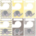 Closet Doodles 6 Clothing Organizers Yellow Gray Elephant Plus 48 Sorting Labels