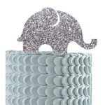 Elephant Cake & Cupcake Party Supplies Decoration Toppers (Super Silver Glitter Elephant Cake Topper)
