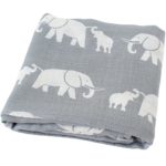 LifeTree Muslin Swaddle Blankets – 47″x47″ Soft Muslin Bamboo Cotton Elephant Baby Blanket for Boys & Girls Baby Shower Gift