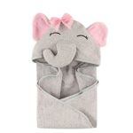 Hudson Baby Animal Face Hooded Towel for Girls, Pretty Elephant