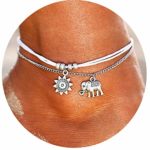 Foot Jewelry Elephant Sunflower Beads Multi-layer Boho Anklet Handmade Charm Foot Chain Gifts for Women