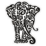 Decal Stickers Vinyl Elephant Car Window Wall Art Decor Doors Helmet Truck Motorcycle Note Book Mobile Laptop Glass Size: 4 X 3.2 Inches Black