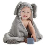 Elephant Grey Baby Hooded Plush Towel Cotton Baby Shower Gift for Toddle Infant Girls and Boys by Babyplix