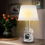 Brite Light Ceramic Elephant Gold Silver Finish Table Lamps, 19″ H