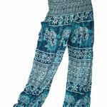 vvProud Bohemian Clothes Smocked Waist Elephant Stamp Prints Harem Pants, Perfect for Yoga, Men, Women, One Size Fits Most