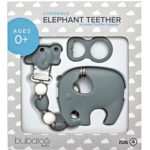 BABY TEETHING TOYS BPA FREE – Silicone Elephant Teether with Pacifier Clip Holder Set for Newborn Babies – Freezer Safe | Baby Shower Gift Idea for Stylish Little Boys and Girls – Infant Unisex Chew