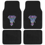 BDK 4 Pieces Car Floor Mats – Heavy Duty Carpet, Rubber Backing, Original Design, Embossed Trippy Elephant