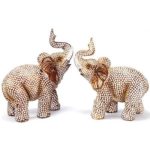 Feng Shui Lovely Pair of Polyresin Elephant Trunk Statue Wealth Lucky Figurine Home Decor Housewarming Gift US Seller
