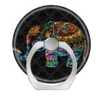 Cell Phone Finger Ring Holder Pop Stand Car Mount Socket Works for Iphone 5 6 7 8 X Plus Samsung Galaxy S8 S9 Ipad-cute elephant in colorful glitter on black