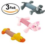 PetIsay Plush Animal Dog Toy Squeaky, Value Pack 3 pink pig duck elephant Squeaky Toys Unstuffed training Toys with Storage Bag