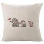 Ninasill Pillow Cover, ? ? Exclusive Three Baby Elephants Home Decor Cushion Cover Cute Animal Pillow Covers (Gray)