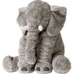 LBJ MAKY Elephant Stuffed Animal Big Plush , Soft Animal Toy 24 Inches Gray
