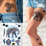 Supperb Temporary Tattoos – Mandala Elephant Bohemian Yoga Meditation Henna Elephant Head Tattoo (Set of 2)