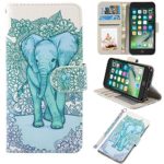 iPhone 7 Case, iPhone 8 Case, UrSpeedtekLive Wallet Case, Premium PU Leather Flip Case Cover with Card Slots & Kickstand for Apple iPhone 7 (2016)/iPhone 8 (2017) -Elephant