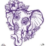 Elephant Henna Purple – Vinyl Sticker Waterproof Decal