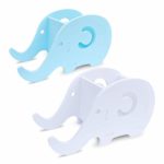 homEdge Cell Phone Stand, Set of 2 Elephant Phone Tablet Desk Pen Pencil Bracket Holder, Desk Decoration Organizer-Blue+White