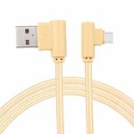 DEESEE(TM) New25CM Nylon Braided Micro USB 90 Degree Right Angle 2A Fast Data Sync Charger Cable (Gold)