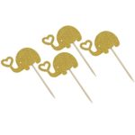 HUELE 20pcs Cupcake Toppers, Gold Baby Elephant Cake Picks