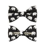 Toddler Boy 4T 5T Black With White Elephants Clip On Cotton Bow Tie by amy2004marie