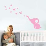 Cute Wall Stickers, Hoshell DIY Elephant Butterfly Wall Stickers Decals Children’s Room Home Decoration Art for Kid’s Baby Room Bed Room (Pink)