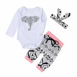 Bokeley Girl Jumpsuit Newborn Toddler Baby Boys Girls Outfits Clothes Elephant Romper Pants Headband 3pcs Set (70)