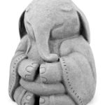 Meditating Elephant – Cast Stone Garden Sculpture : large size, grey stone finish