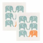 Now Designs 2000029aa Swedish Dishcloths, Set of 2, Edgar Elephant Print