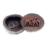 Wooden Ring Box – DesignSter Elephant Round Handmade Antique Wedding Ring Case , Portable Small Indian Jewelry Organizer(S)