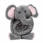 SNUGGIES Elephant Stuffed Animal Blanket & Cuddly Pillow 2-in-1 Combo – Super Soft and Baby Elephant Blanket 37” x 30” and Zoo Plush Toy 14” x 8” – Perfect Unisex Baby Shower Gift