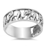 Sterling Silver Plain Elephant Band Ring Sizes 4-13