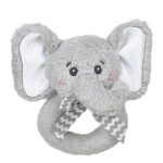 Bearington Baby Lil’ Spout Elephant Plush Ring Rattle 5.5″