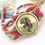 Ocamo Women Fashion Creative Woven Watch Cartoon Elephant Pattern Casual Quartz Watch