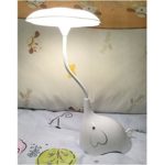 Wanchuang® Cute Elephant Children’s Night Lights Flexible Angles Desk Lamp – Touch-sensitive 3 Levels of Brightness USB Rechargeable Table Lamp – Rechargeable for Kids, Baby, Children (White)