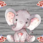 Yeele 7x5ft Baby Shower Photo Booth Photography Backdrop Cute Elephant Watercolor Flowers Wood Texture Background Girl Boy Birthday Party Banner Decoration Portrait Shooting Studio Props Wallpaper
