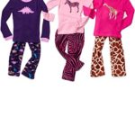 Leveret Kids & Toddler Pajamas Girls 2 Piece Pjs Set Cotton Top & Fleece Pants Sleepwear (2-14 Years)
