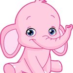 Adorable PINK ELEPHANT Baby Shower Edible Frosting Image 1/4 sheet Cake Topper