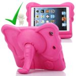 iPad Mini Kids Case, iPad Mini Elephant Cover Girls Friendly Light Weight EVA Foam Kid-Proof Drop-Proof Tablet Carrying Holder with Stand for Apple iPad Mini, Mini 2, Mini 3 and Mini 4 (Hot Pink)