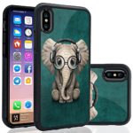 ONSPACE iPhone X Case, Soft Black TPU Rubber and PC Anti-Slip Grip Cover Case, Custom Printed Shockproof Defend Protective Phone Case For iPhone X 5.8 Inch-Cute Elephant