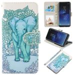 Galaxy S8 Case, UrSpeedtekLive Galaxy S8 Wallet Case Folio Flip Premium PU Leather Case Cover with Card Holder Slot Pockets, Wrist Strap, Magnetic Closure for Samsung Galaxy S8 (2017), Elephant