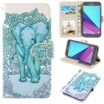 for Samsung Galaxy J3 Emerge Case, J3 2017 Case, J3 Prime Case, Amp Prime 2 Case, UrSpeedtekLive J3 Emerge Wallet Case, Premium PU Leather Flip Case Cover with Card Slots & Kickstand(Elephant)