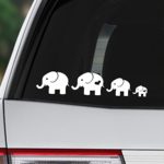 Elephant Family White Car Truck Window Stickers 2 Adults 6 Children 8 Decals Animal