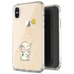JAHOLAN Amusing Whimsical Design Beige Cute Elephant Clear Bumper TPU Soft Case Rubber Silicone Cover Phone Case for iPhone X (2017) / iPhone Xs (2018)