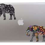 eDesign Colorful Elephant and Black & White Elephant Decals – 5 Inch each – For Apple Macbook, Laptop, Car Bumper, Window (Pack of 2)