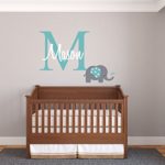 Personalized Name & Initial Elephant – Prime Series – Baby Girl – Nursery Wall Decal For Baby Room Decorations – Mural Wall Decal Sticker For Home Children’s Bedroom(MM55) (Wide 32″x22″ Height)