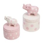 Elegant Baby Ceramic Elephant Tooth and Curl Set, Pink