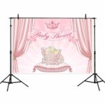 Allenjoy 5x3ft Pink Elephant Baby Shower Party Backdrop Newborn Baby Birthday Party Crown Circus Drapes Welcome Decorations Photography Background Photo Banner