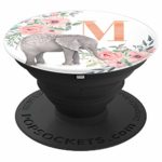 Elephant Flowers Pink Monogram Name Initial Letter M – PopSockets Grip and Stand for Phones and Tablets