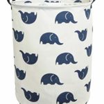 CLOCOR Large Storage Basket,Canvas Fabric Waterproof Storage Bin Collapsible Laundry Hamper for Home,Kids,Toy Organizer (Blue Elephants)